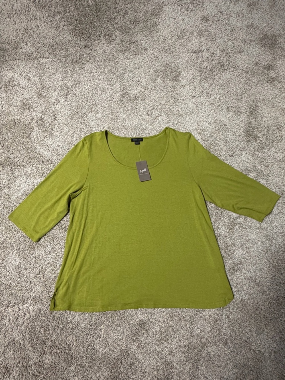 J. Jill Olive Green Scoop Neck 3/4 Sleeve Tunic